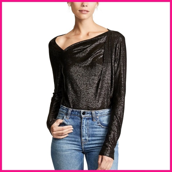 Ramy Brook Asymmetrical Bronze Metallic Top